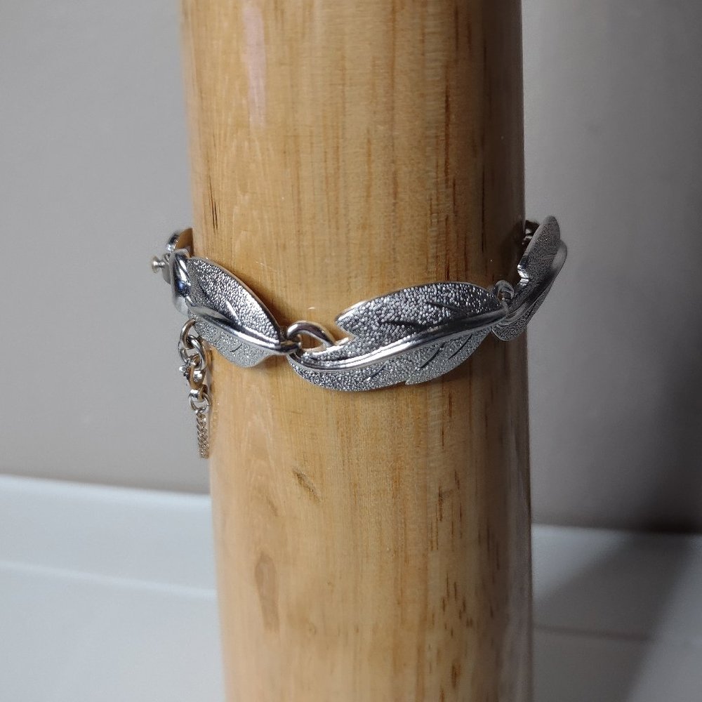 Silver Tone Monet Leaf Bracelet